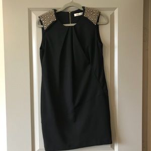 Black Dress with Gold Shoulder Details - Medium